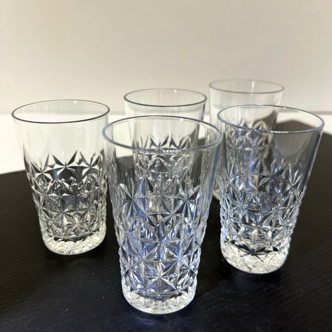 激レア品　バカラ手彫切子カットグラス5客　共箱　東Y7-0918⭐︎1Fトニウサ