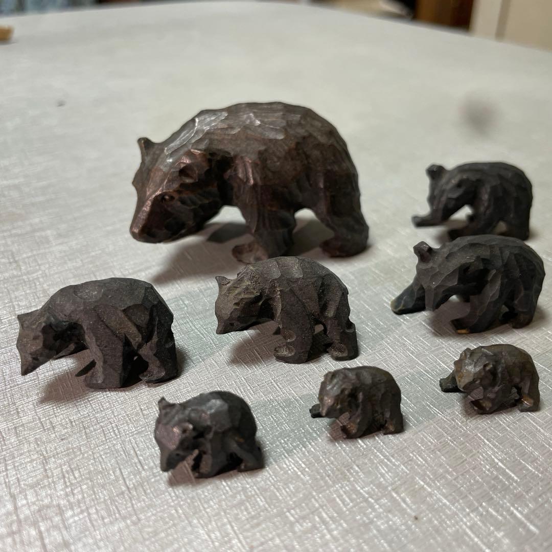 木彫り熊 一刀彫り ミニチュア8体セット50年前昭和レトロ北海道アイヌ