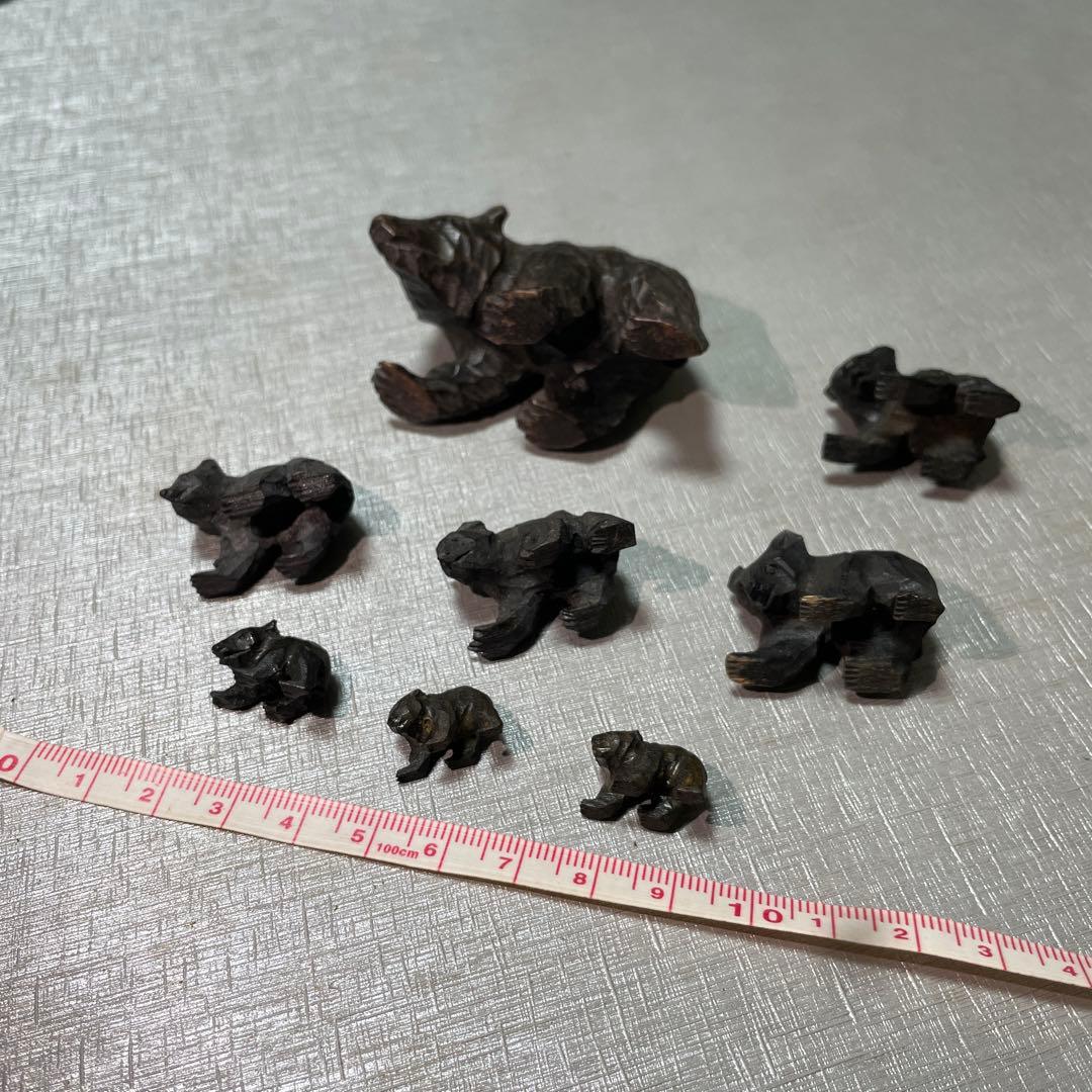 木彫り熊 一刀彫り ミニチュア8体セット50年前昭和レトロ北海道アイヌ