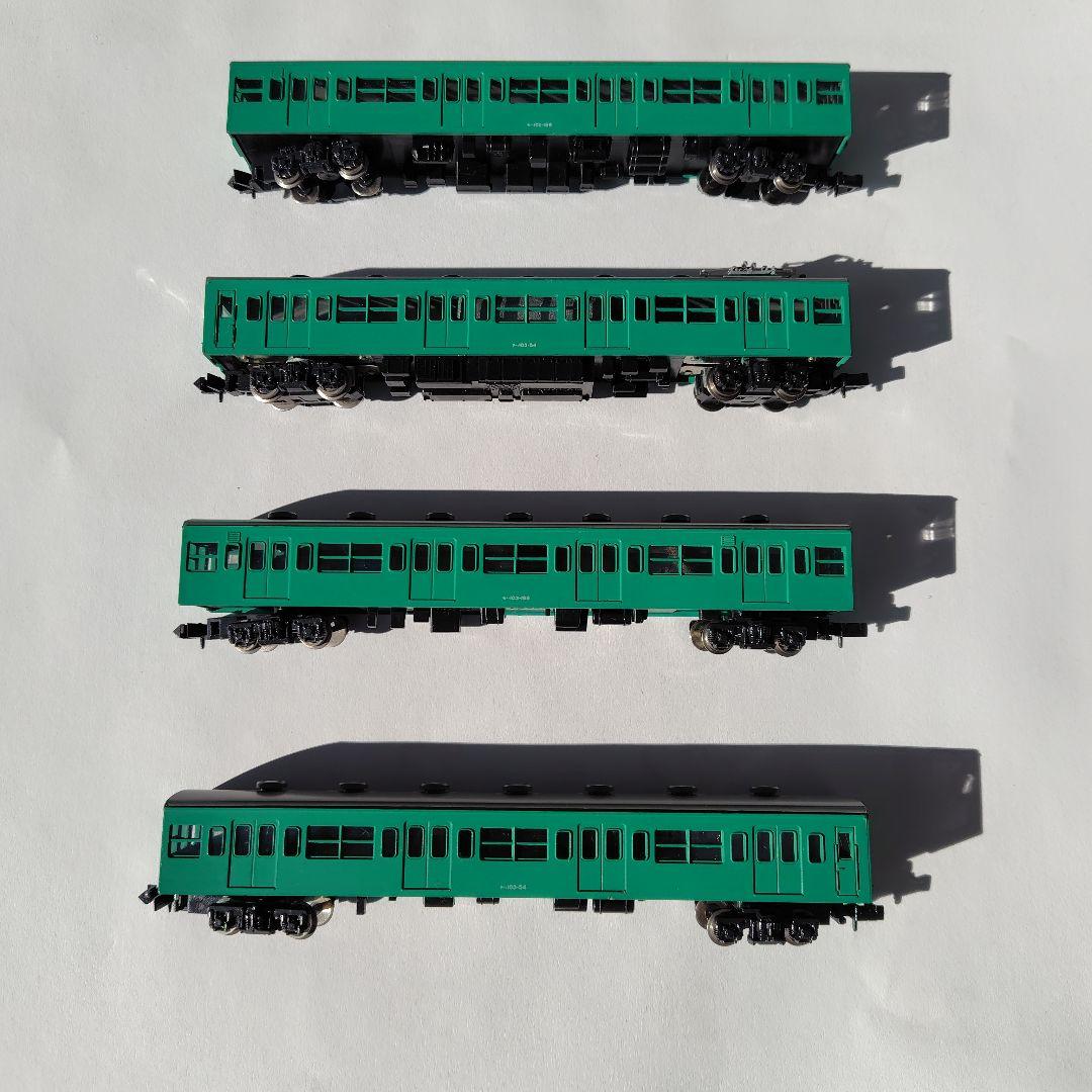 Nゲージ 鉄道模型 4両編成 緑色