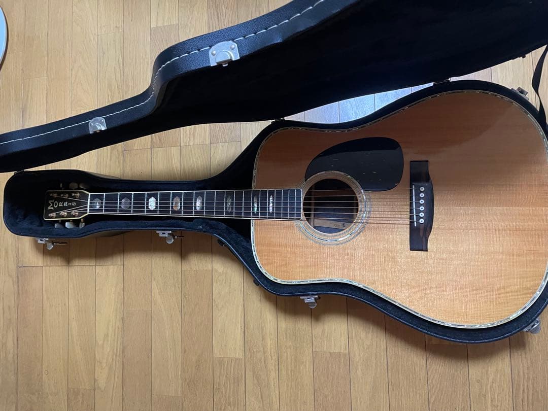 Morris Special アコースティックギター、ハードケース付き。