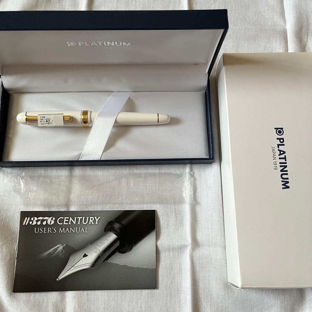 プラチナ 万年筆 センチュリー 3776 シュノンソーホワイト F 細字