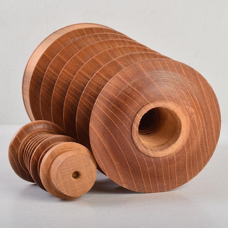 仏教美術　木彫　四天王寺古材　五重塔　多宝塔　百萬塔　台付　共箱　M　R9281