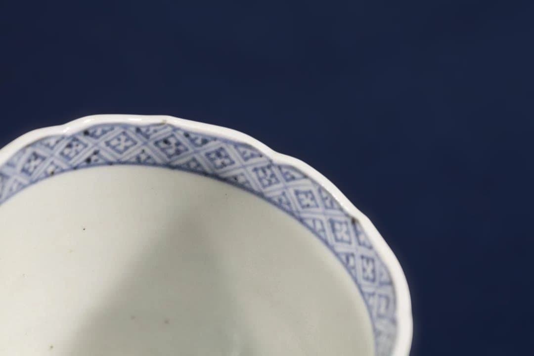 577　古伊万里大渕染付仙人唐子遊び図蕎麦猪口　無傷　幕末