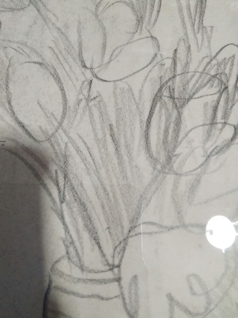 梅原龍三郎チューリップ鉛筆画真作巨匠