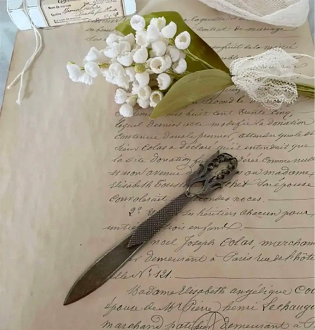 フランス アンティーク すずらんモチーフ レターオープナー ペーパーナイフ