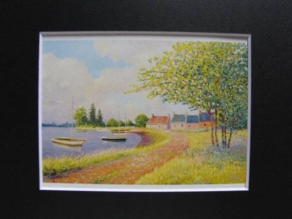 ジャン＝ミッシェル・ゲナール、ロデの岸辺の家、希少画集画、新品額装