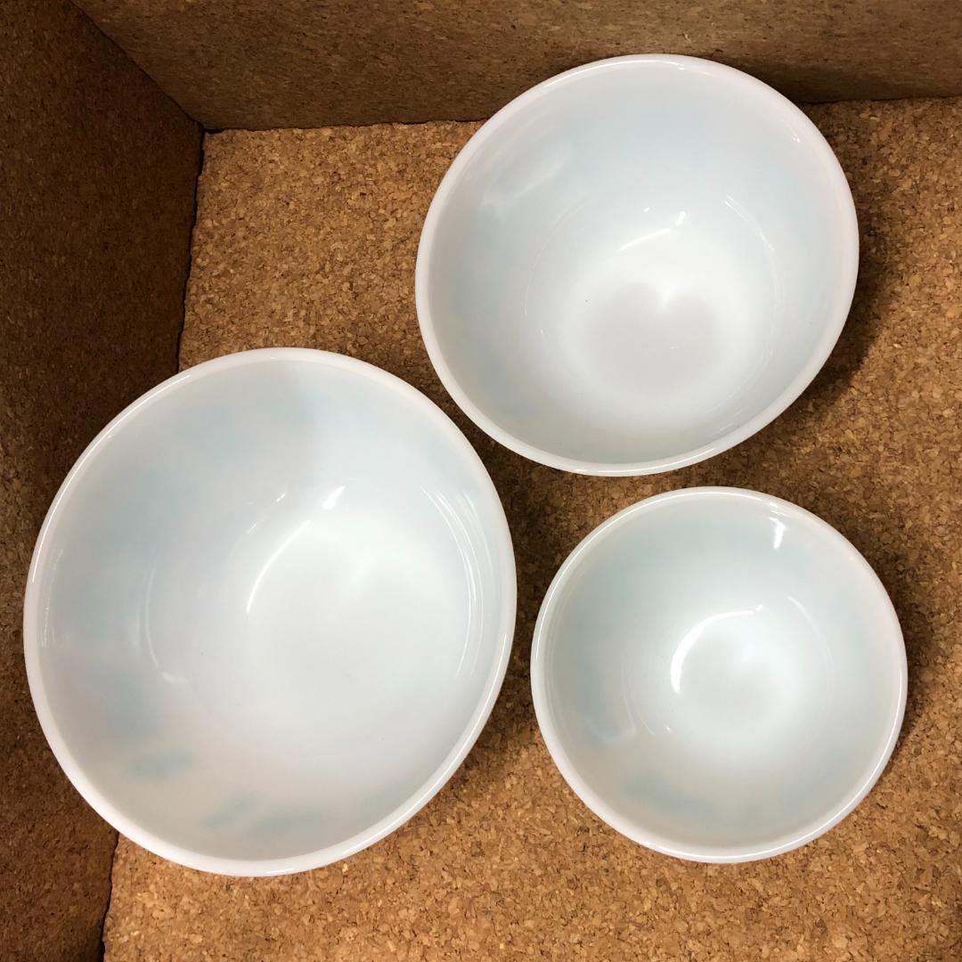 オールドパイレックス アーミッシュミキシングボウルセット バタープリント 3点