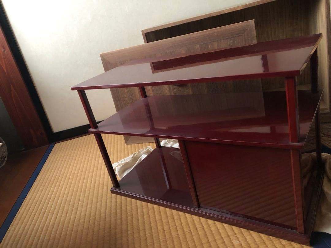 時代　蒔絵　飾り棚　茗荷　木箱入