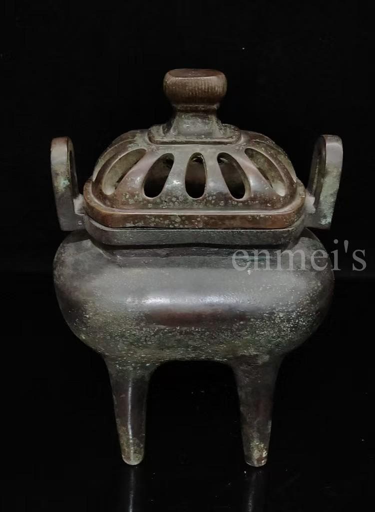 中国古美術・珍蔵紫銅香爐・純手作り・細工・熏香爐・仏具・文房置物 ・風水開運