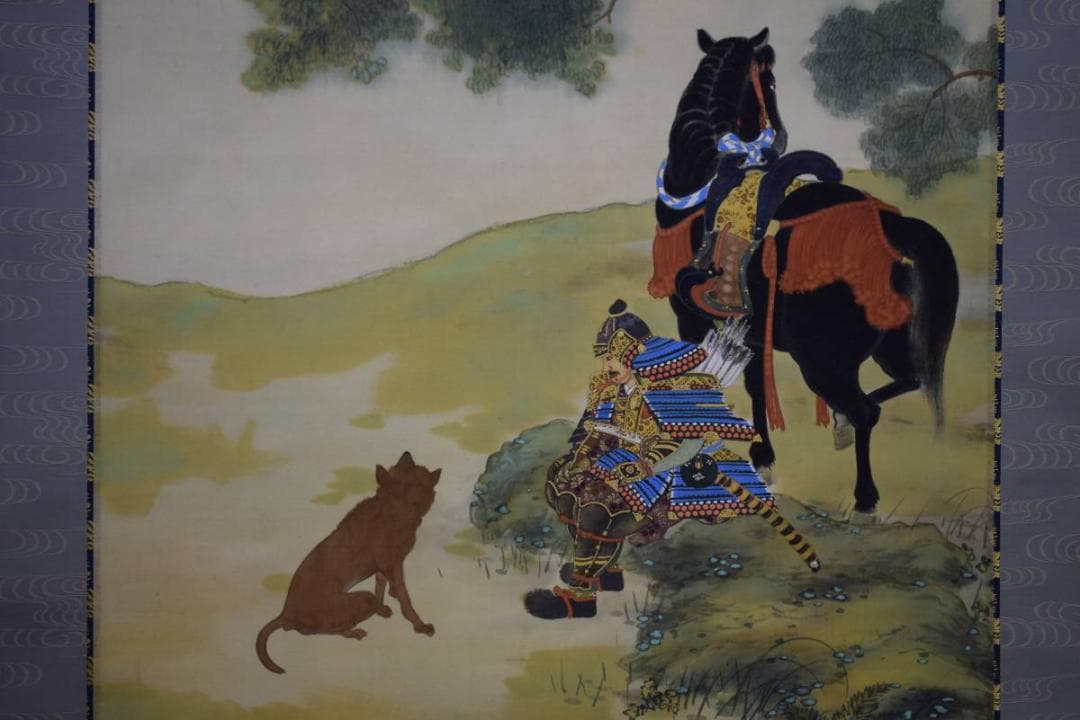 真作/秀峰/武者絵/布袋屋掛軸HE-537