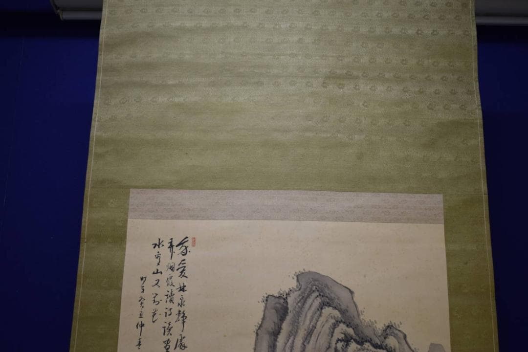 真作/風外和尚/山主/山水鶴画賛/布袋屋掛軸HI-87