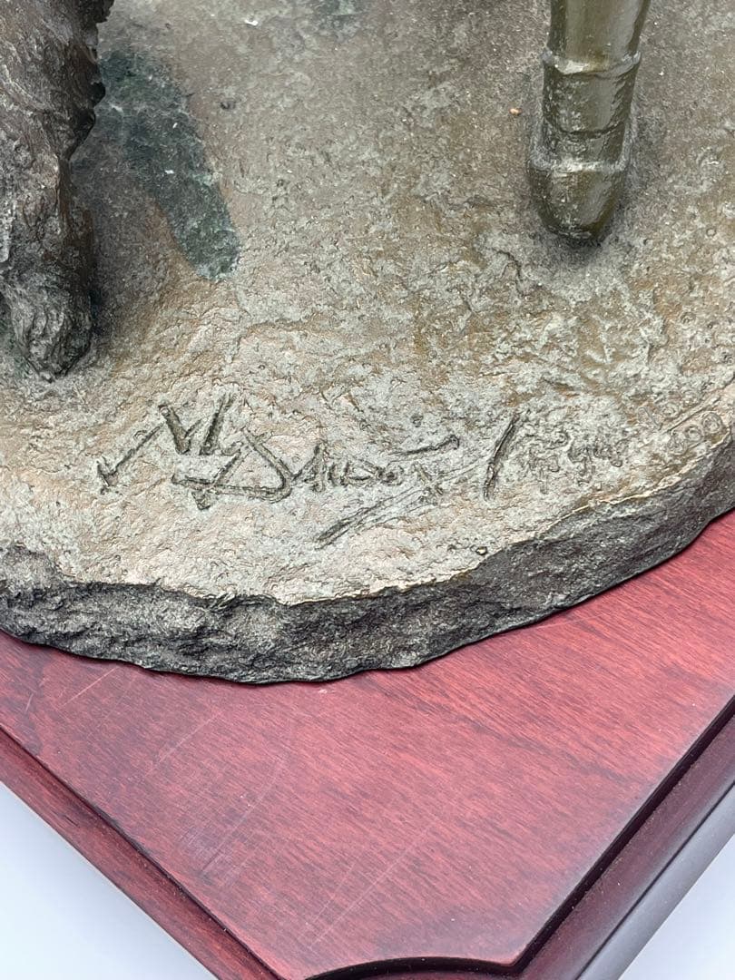 【大道寺 光弘】のブロンズ像【FRIENDS たわむれ】少女と仔犬の置物　②