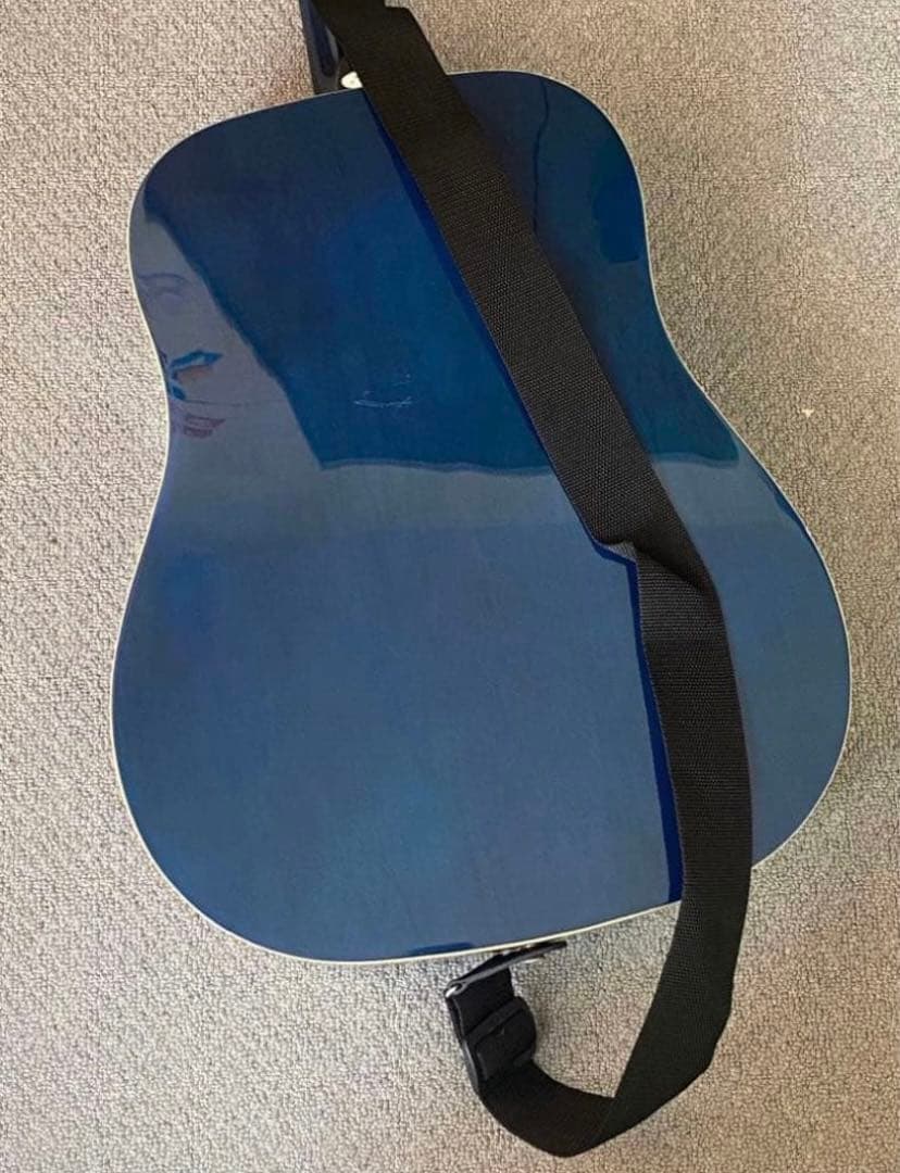 青 アコースティックギター ギターケース付き