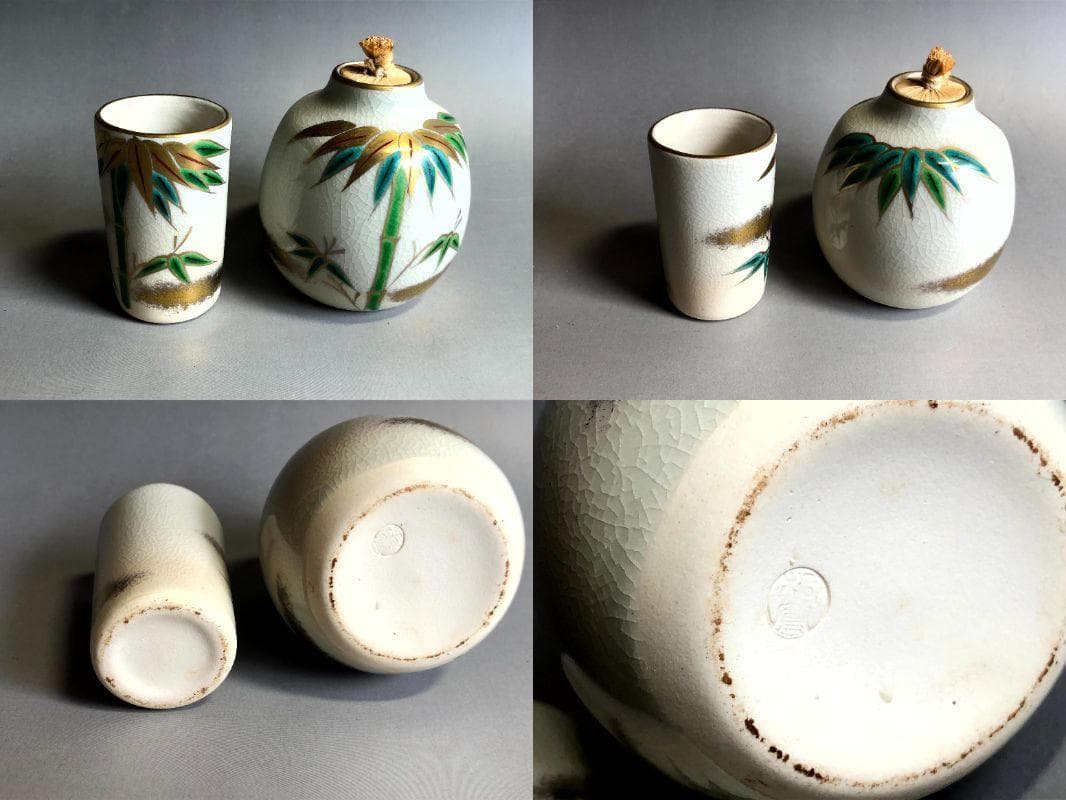 茶箱■お茶道具セット 利休茶箱 京焼 刷毛目茶碗 朱塗り棗 8点 時代物 骨董■