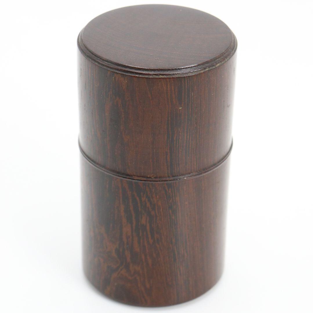 黒檀 中次 薄茶器 茶道具 共箱　V917　N7