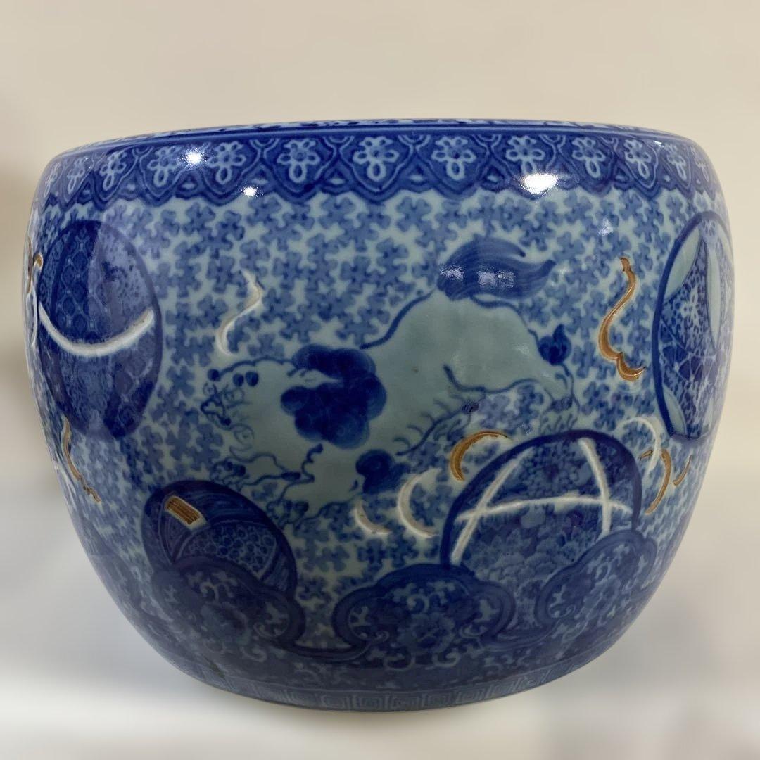 可愛い獅子と手毬模様の火鉢　超美品