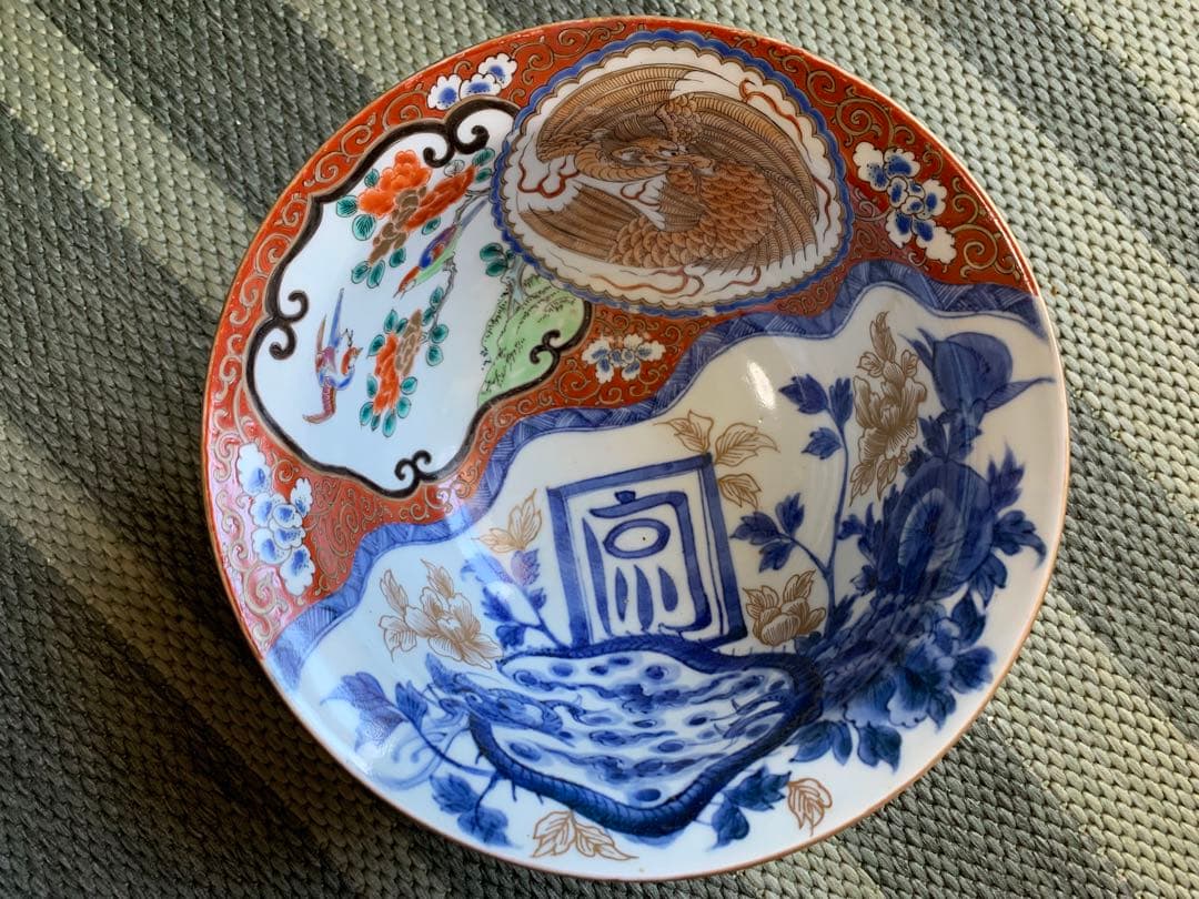 古伊萬里 色絵金彩龍鳳紋大鉢 古美術品