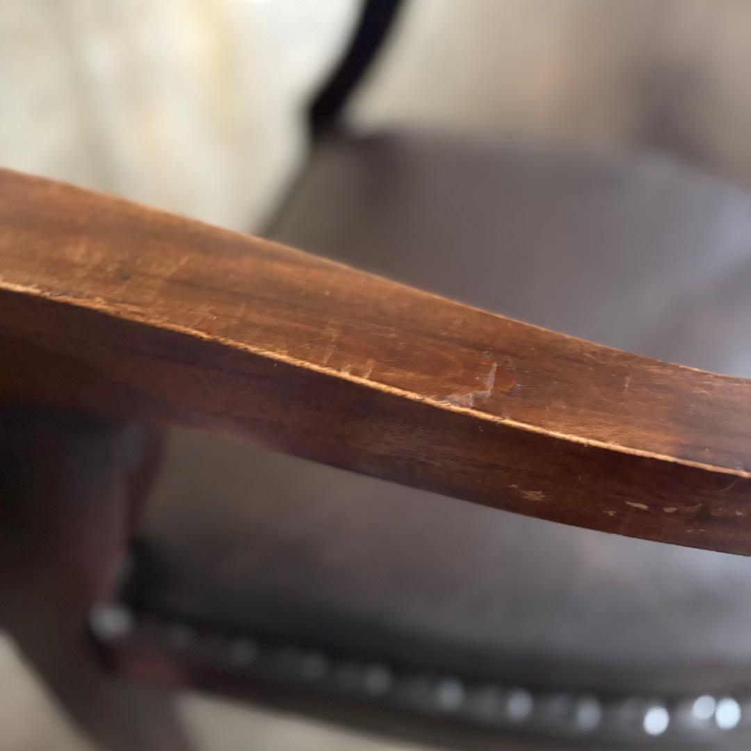 エスニックスタイル　レザーシート アームチェア ヴィンテージ　①