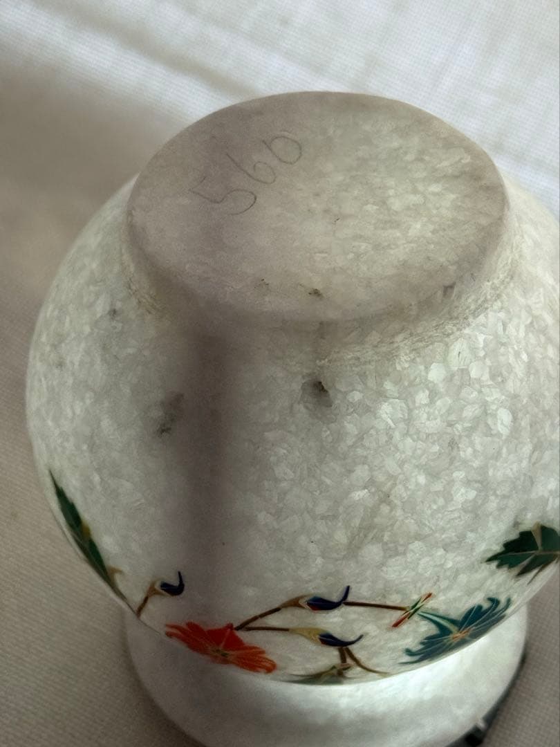 インド産　天然大理石細工　ベース　花瓶