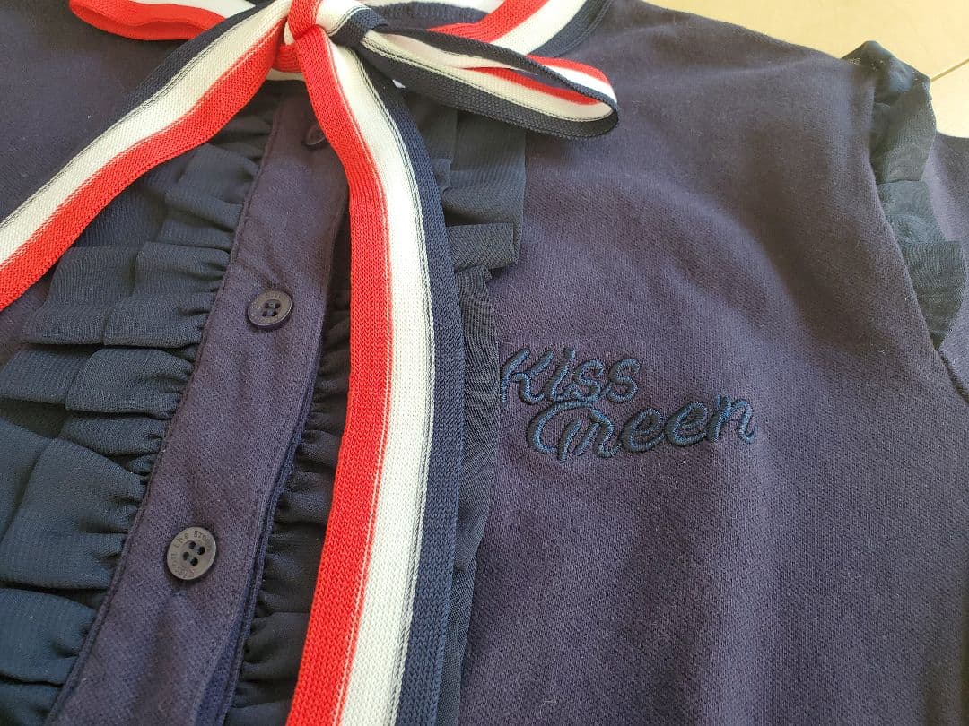 【キスオンザグリーン】レディースゴルフウェア セットアップ リボン配色フリル