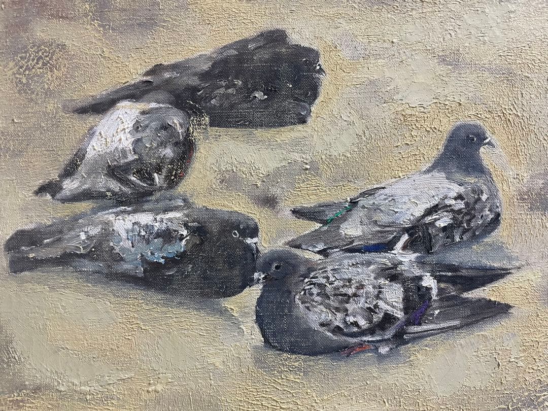 杉本好守『鳩』戸川馨『地脈の心霊』ミクスド・メディア 真作保証 ２点セット