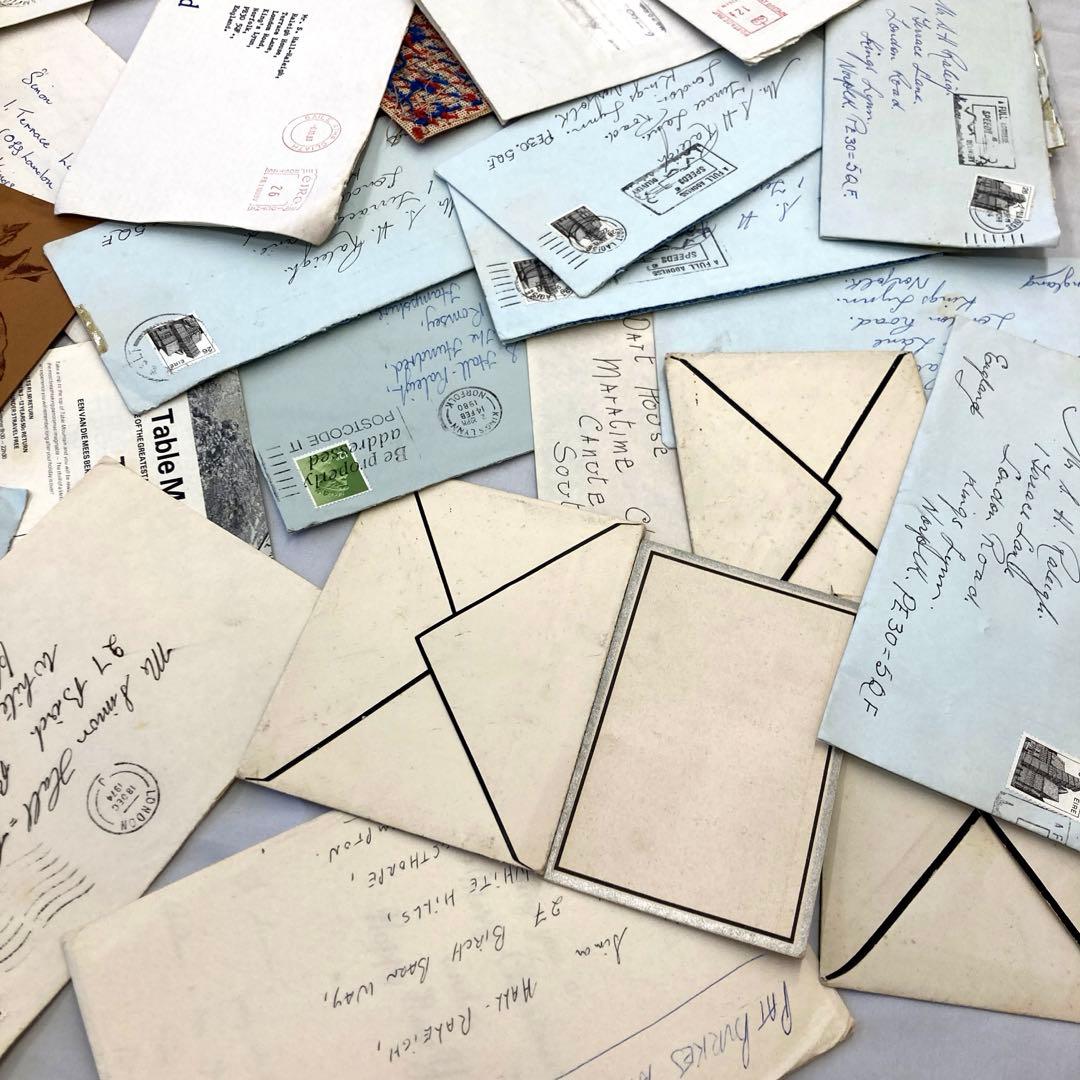 ラスト2手紙・封筒関係の紙モノだけで【800g】 紙物 素材 ジャンクジャーナル