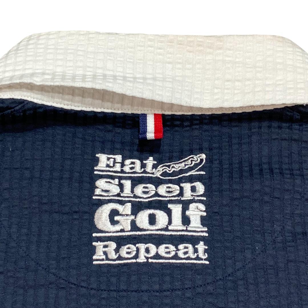 クチブエゴルフ×TMTクラシック 半袖 ストレッチ ポロシャツ ネイビー メンズ