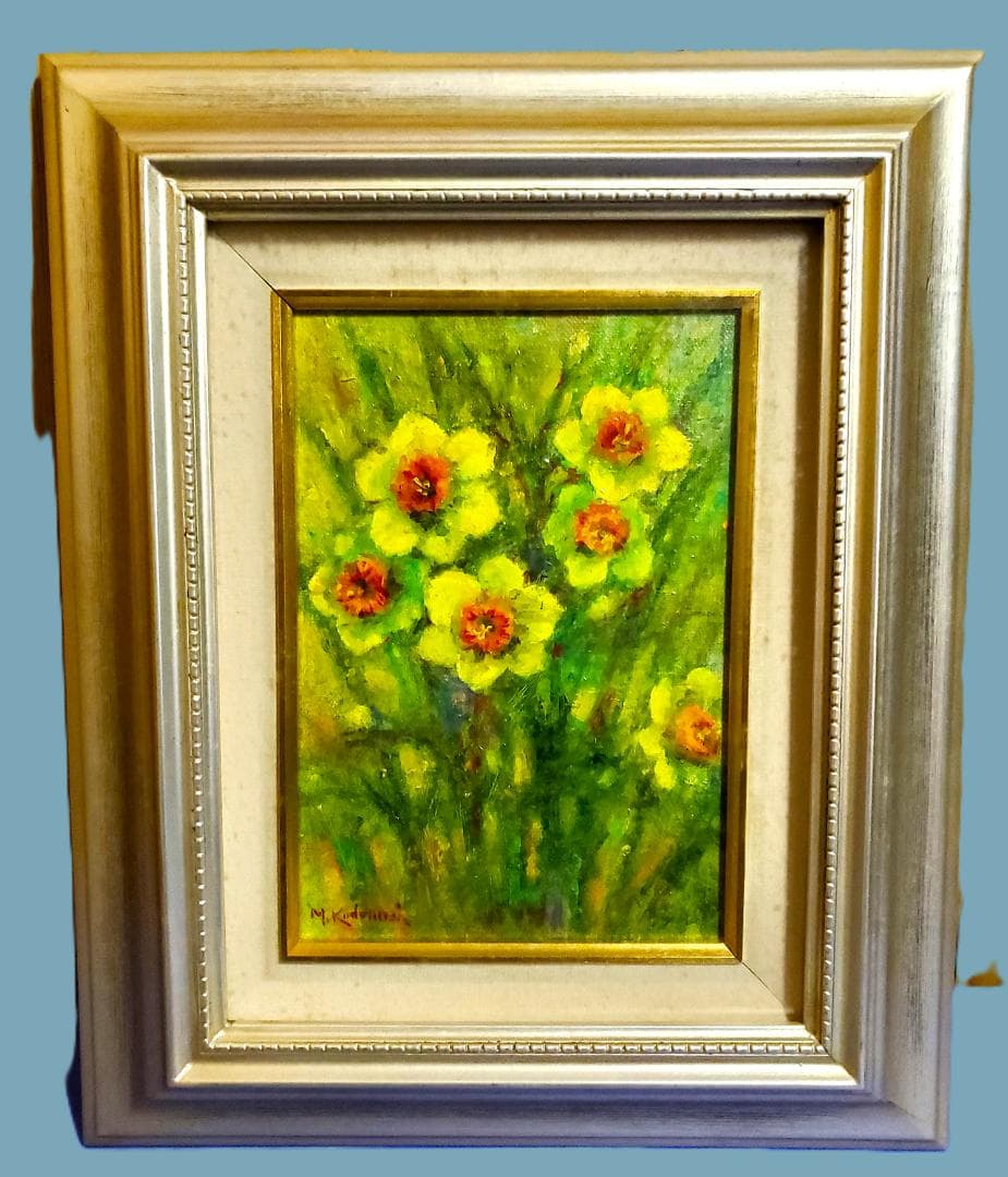 小泊芳彦作　油彩画 　花　SM号　　B-33