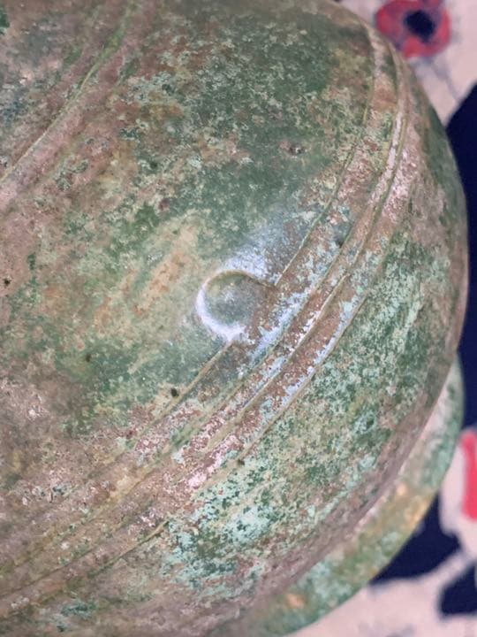 アンティーク　中国？緑釉　壺 銀化 唐物 時代物　出土品？