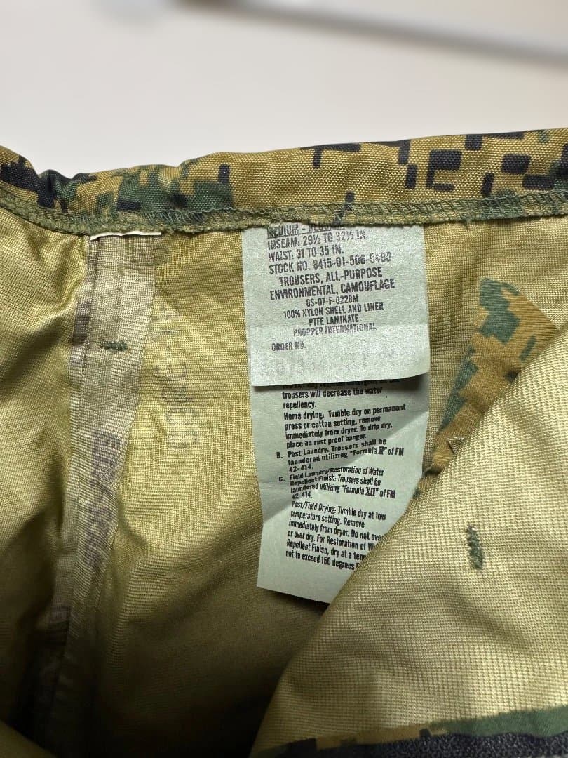 希少極美品 USMC 米海兵隊 ウッドランドマーパット GORE-TEX パンツ