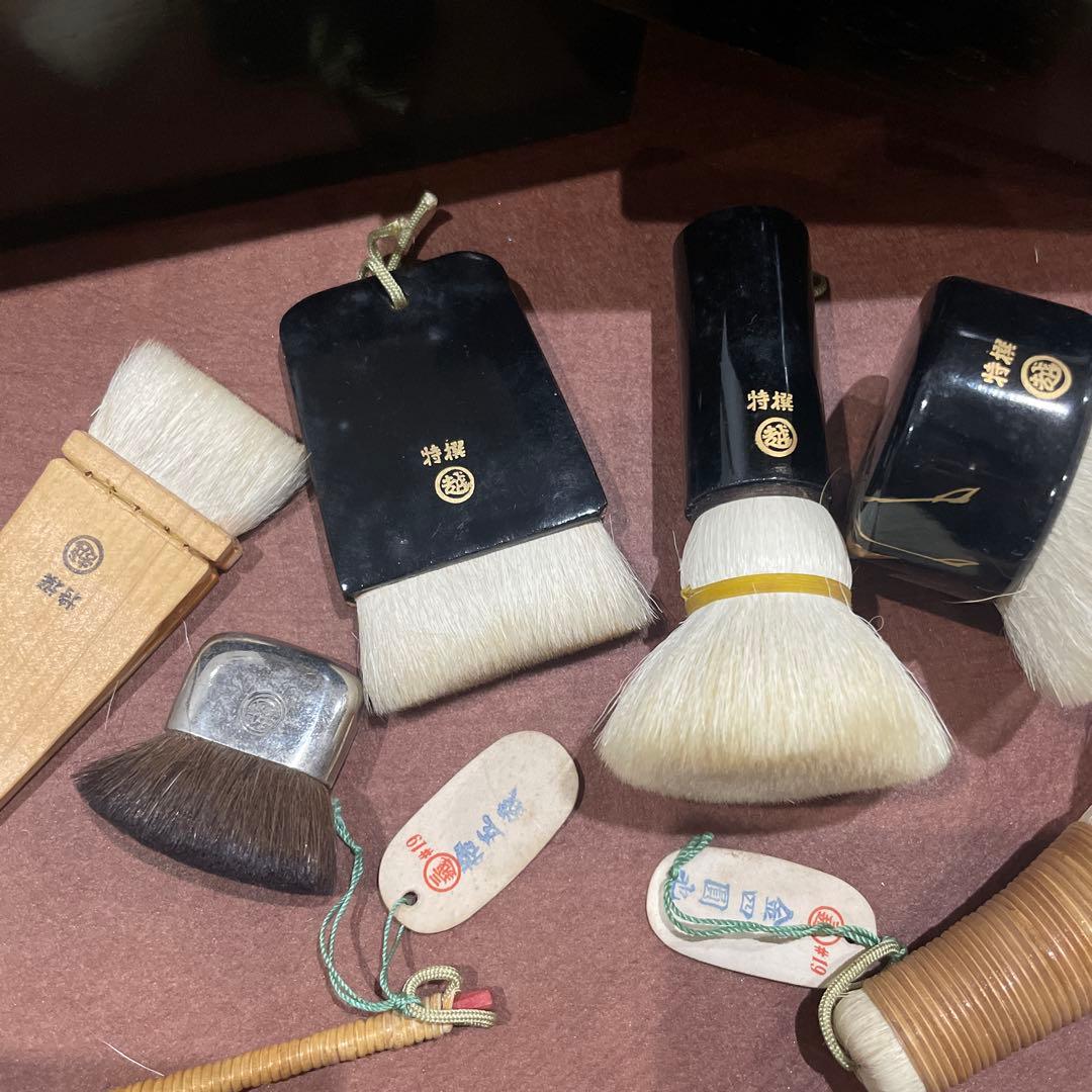 希少　三越 持撰 御化粧刷毛セット 白粉刷毛 木箱入り 未使用 伝統化粧道具