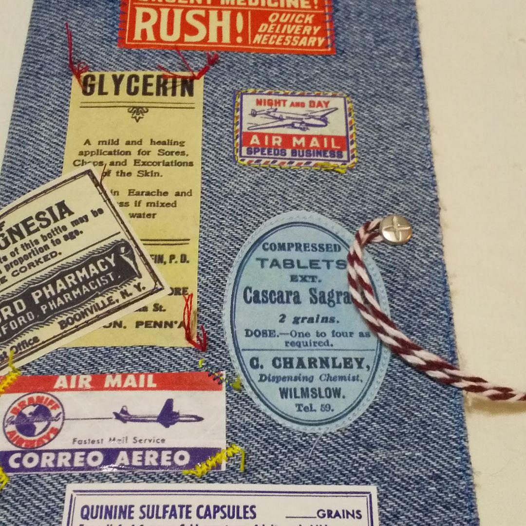 トラベラーズノート　デニム　ラベル　ビンテージ　ジャンクジャーナル