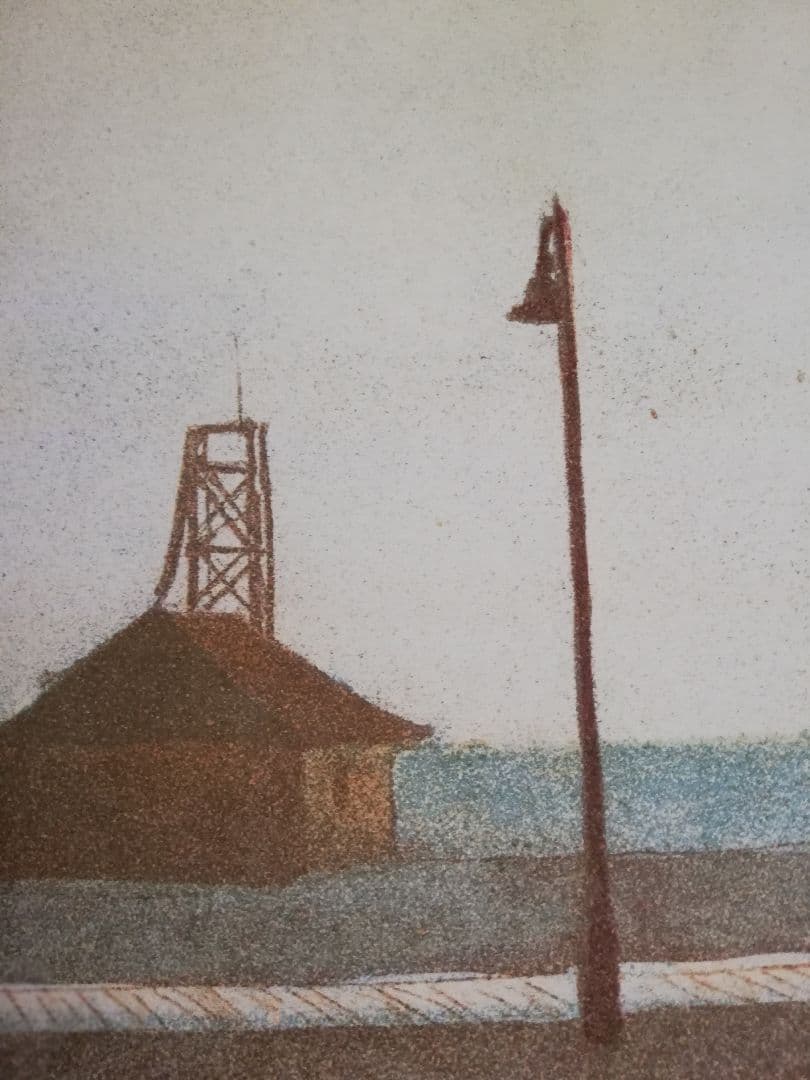 アート579　「浜辺(サンフランシスコ)」　チェコのリトグラフ(石版画)