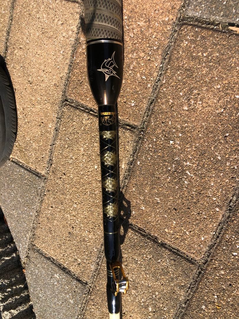 カーボンファイバー スピニングロッド 2.1m 黒オレンジ