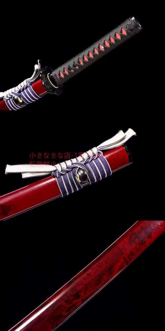 【赤血の侍】石洗模様スチールコイル模様の侍刀 古兵器 武具 刀装具 日本刀