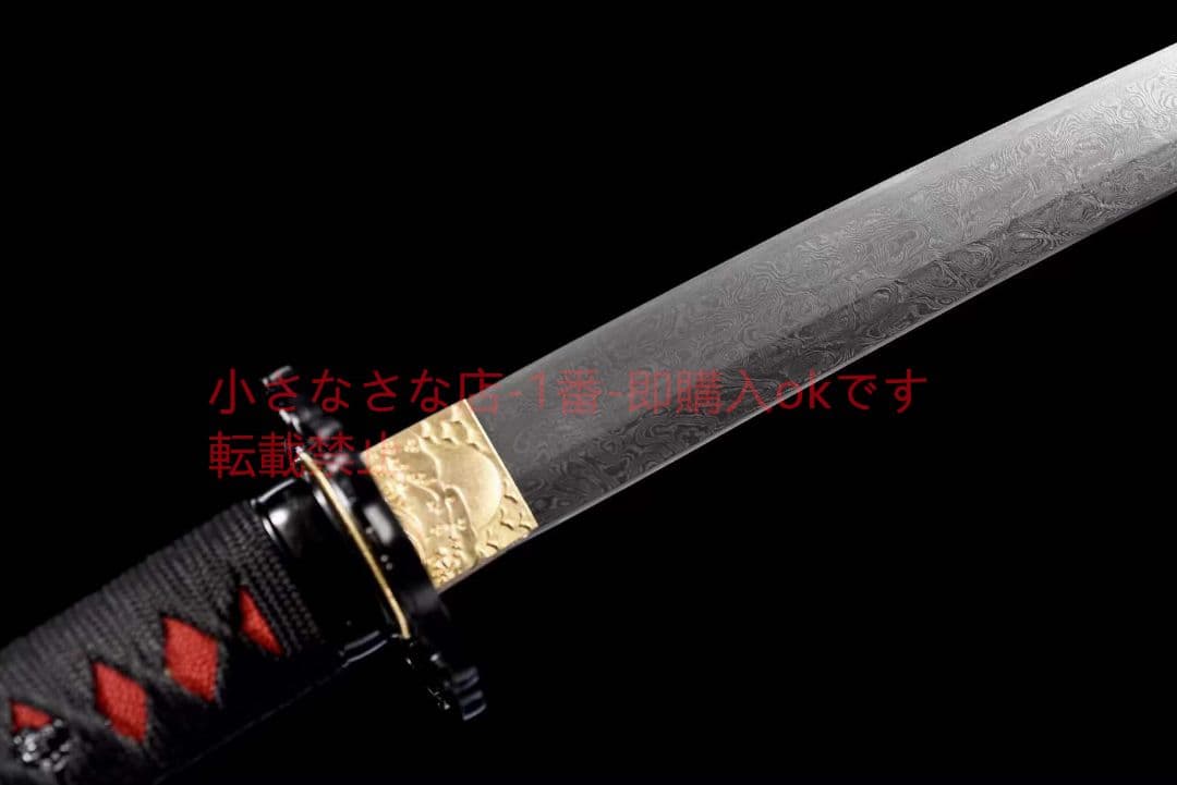 【赤血の侍】石洗模様スチールコイル模様の侍刀 古兵器 武具 刀装具 日本刀