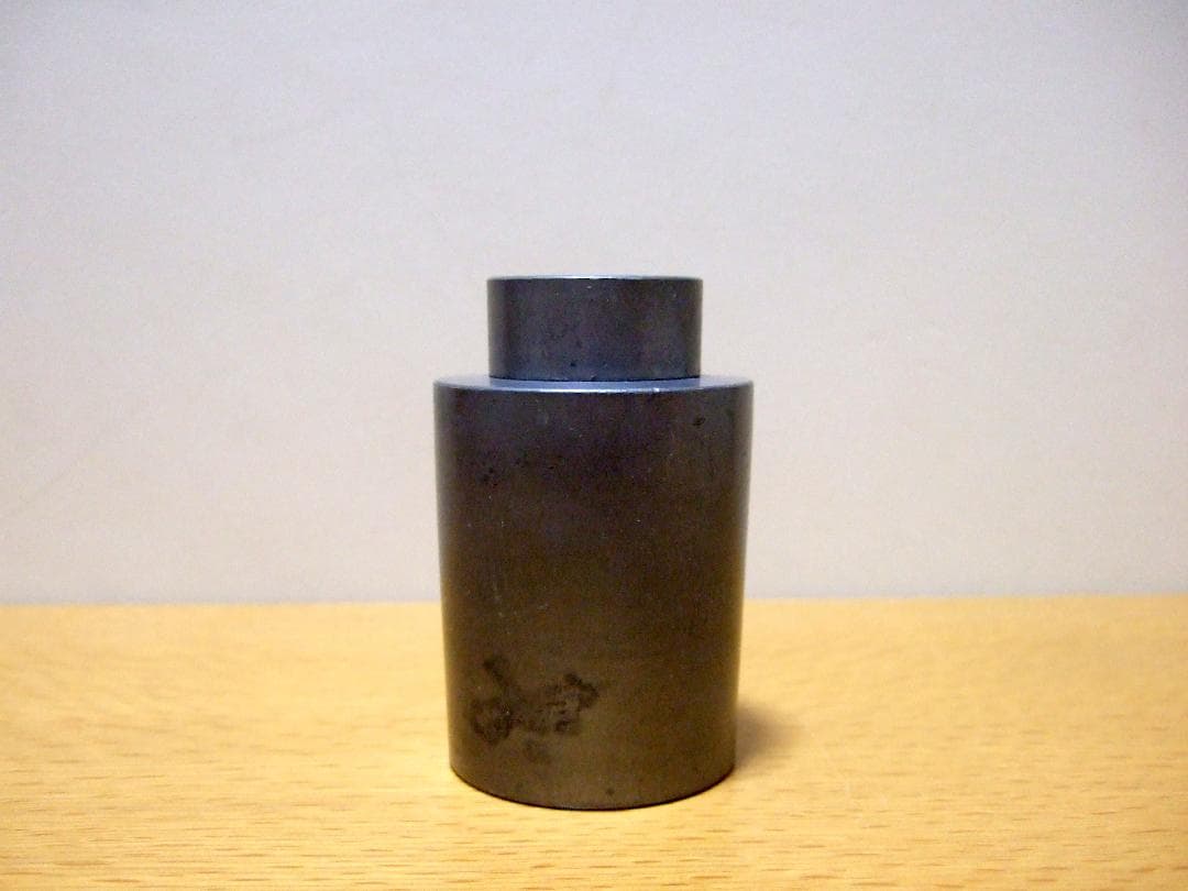 英祥堂造 古錫 錫製 筒型茶入 茶心壺 茶壺 約269g / 煎茶道具 茶器