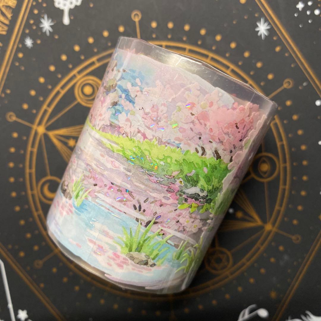 【F1】海外　10m巻　貝殻光マスキングテープ　背景系/装飾系/お花系