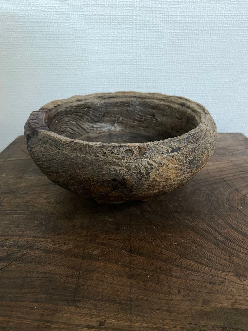 1930年代 古道具坂田 購入 アフリカ チーク削り出しハンドメイドボウル 祭器