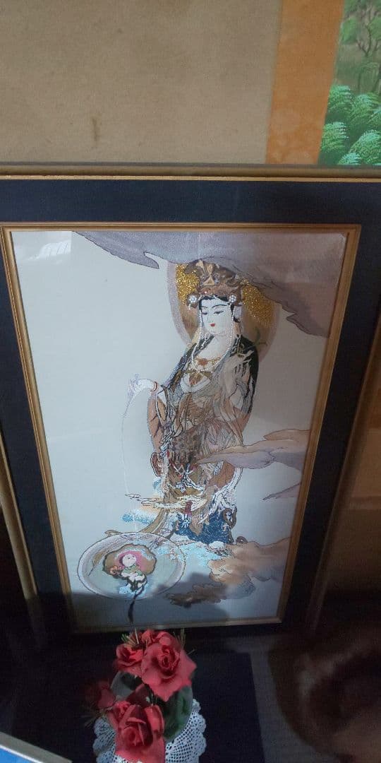 観音様の飾りもの額入