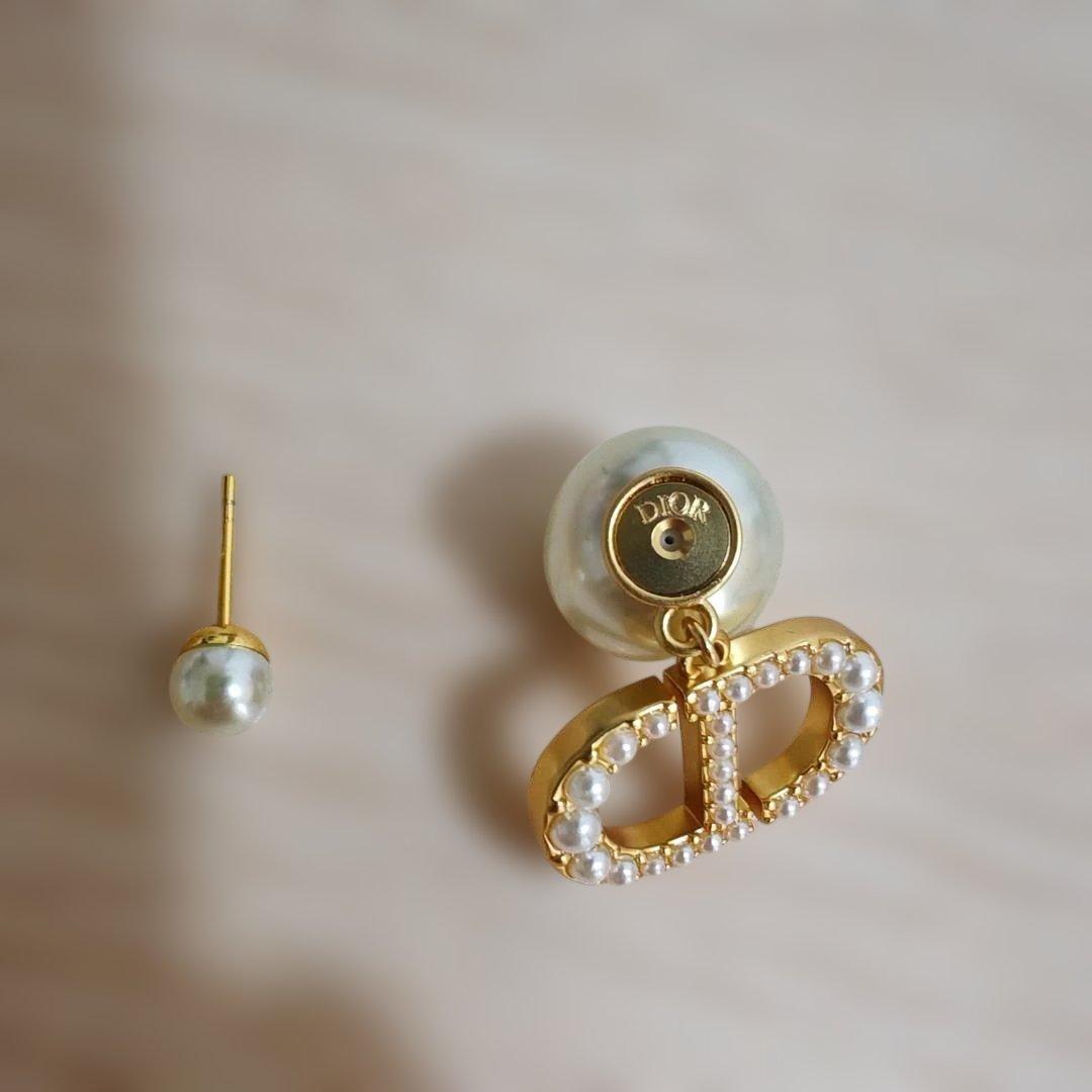 Dior パール ピアス CDロゴ ゴールド