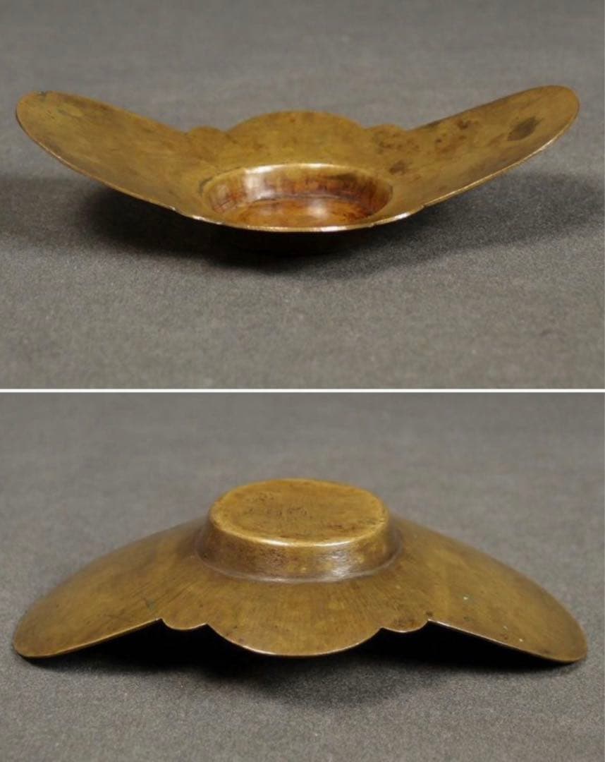 送料無料　手作り黄銅/真鍮茶托５客　煎茶道具　中国古玩