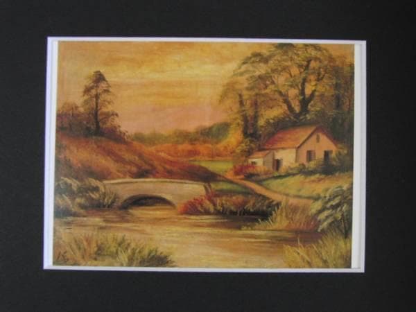 国沢新九郎、英国風景（初春郊外）、希少な画集より、新品高級額・額装付