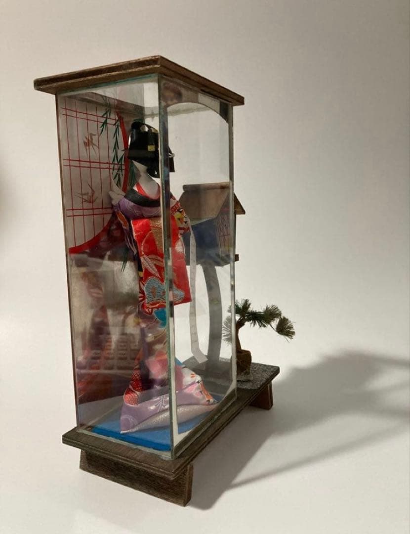 ガラスケース入り 日本人形 着物人形 和風インテリア 昭和レトロ