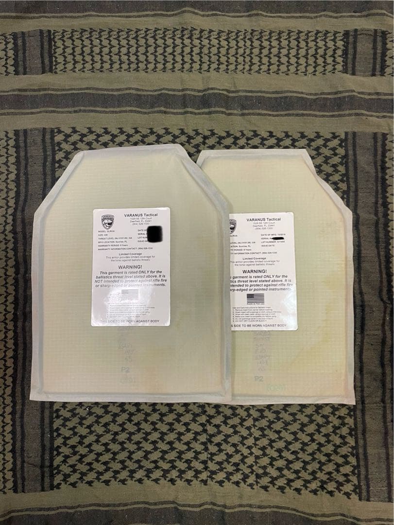 実物 VARANUS Tactical ソフトアーマー プレート米国製 M132