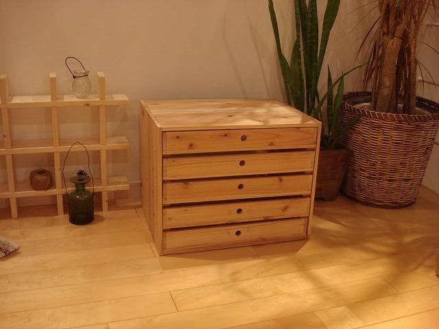 ★送料無料★サイズ変更可能★A2丸穴5段小引き出し/オーダー可能 無垢材 木製