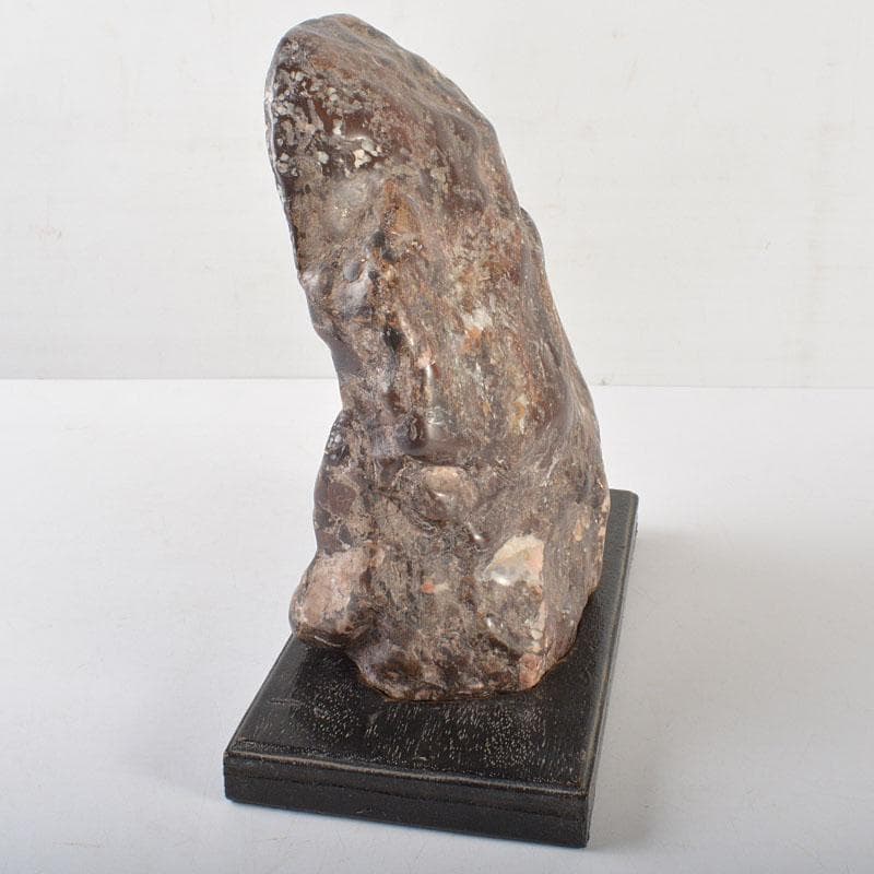 天然石　鑑賞石　置物　重さ約5kg　唐木台付　V　R6544