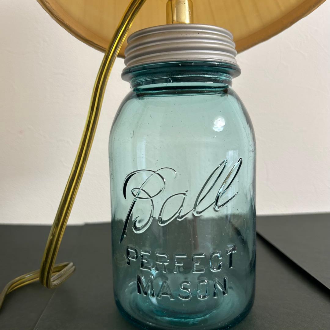 美品【メイソンジャー　シェード付テーブルライト】ヴィンテージ【プレ付】カントリー