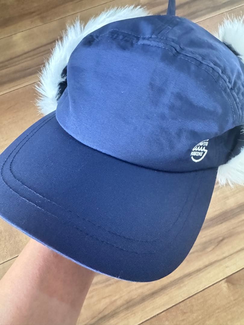 MARINE ファー付きキャップ ネイビー